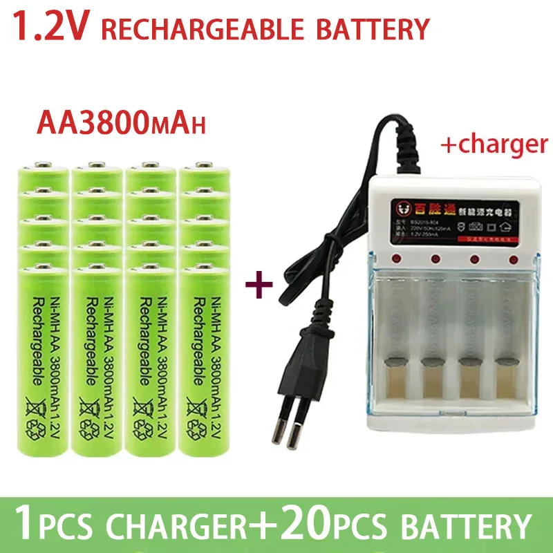 AA1.2V rechargeable battery 3800Mah AA1.2V nickel hydrogen rechargeable battery, suitable for LED light toys Mp3, free shipping