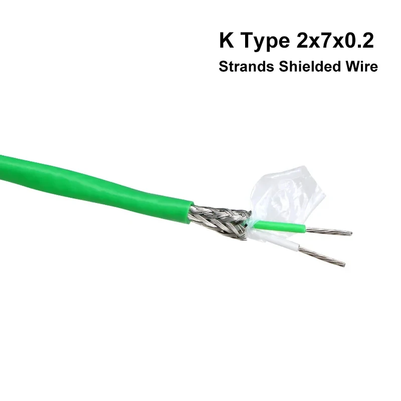 1/5/10m Thermocouple Wire K T S N Type FEP Insulation 2 Cores Shielded Line High Temperature Measuring Compensation Cable