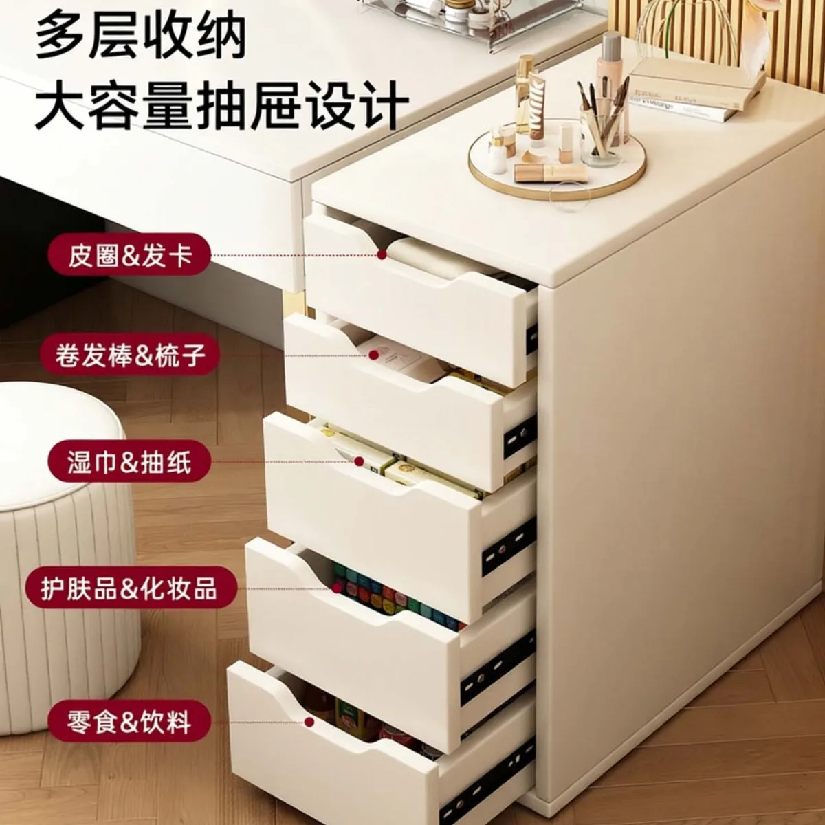 Drawer-style a4 file storage cabinet for under-desk use, office desk side cabinet, five-drawer chest