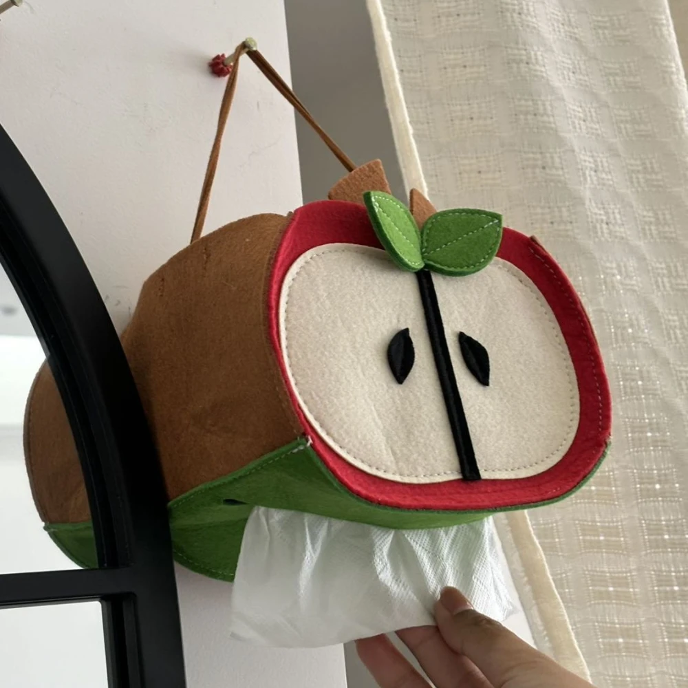

Apple Shape Tissue Box Cute Living Room Coffee Tissue Case Dispenser Cloth Paper Storage Holder Kitchen Decor Tissue Organizer