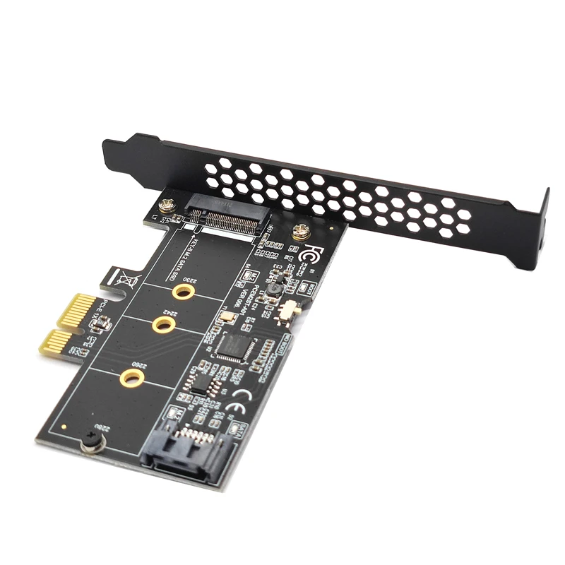 NOWY Adapter HDD SSD PCI Express X1 do M2 NGFF + SATA3 6Gbps dla SATA 3.0 HDD 2230 2242 2260 2280 B Key M.2 SATA SSD ASM1061 Chip