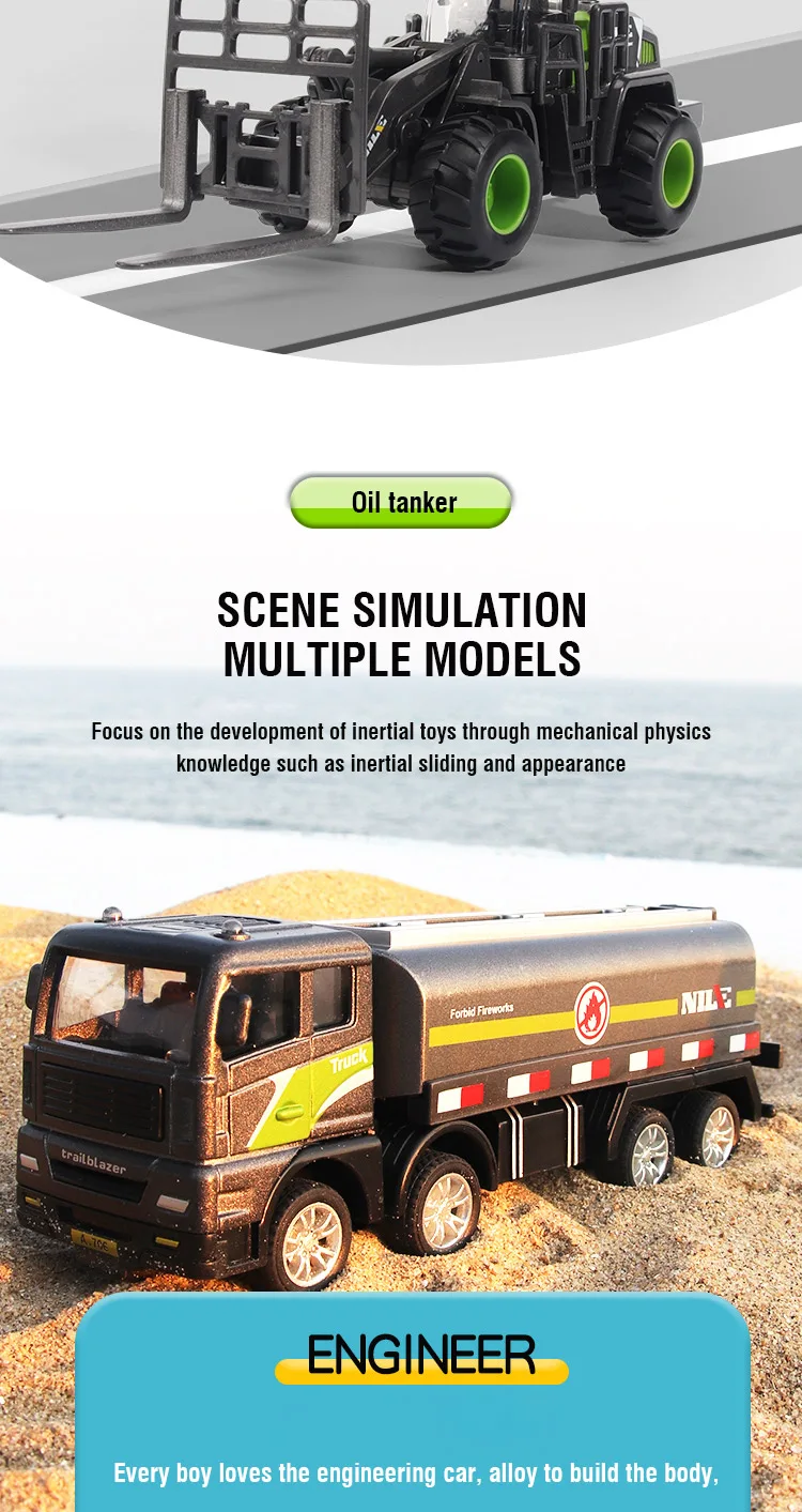 1/50 Diecast Engineering Fahrzeug Bagger Bulldozer Auto Modell Simulation Legierung Kopf Dumper Lkw Kran Tanker Spielzeug für Kinder Jungen – Detail 10