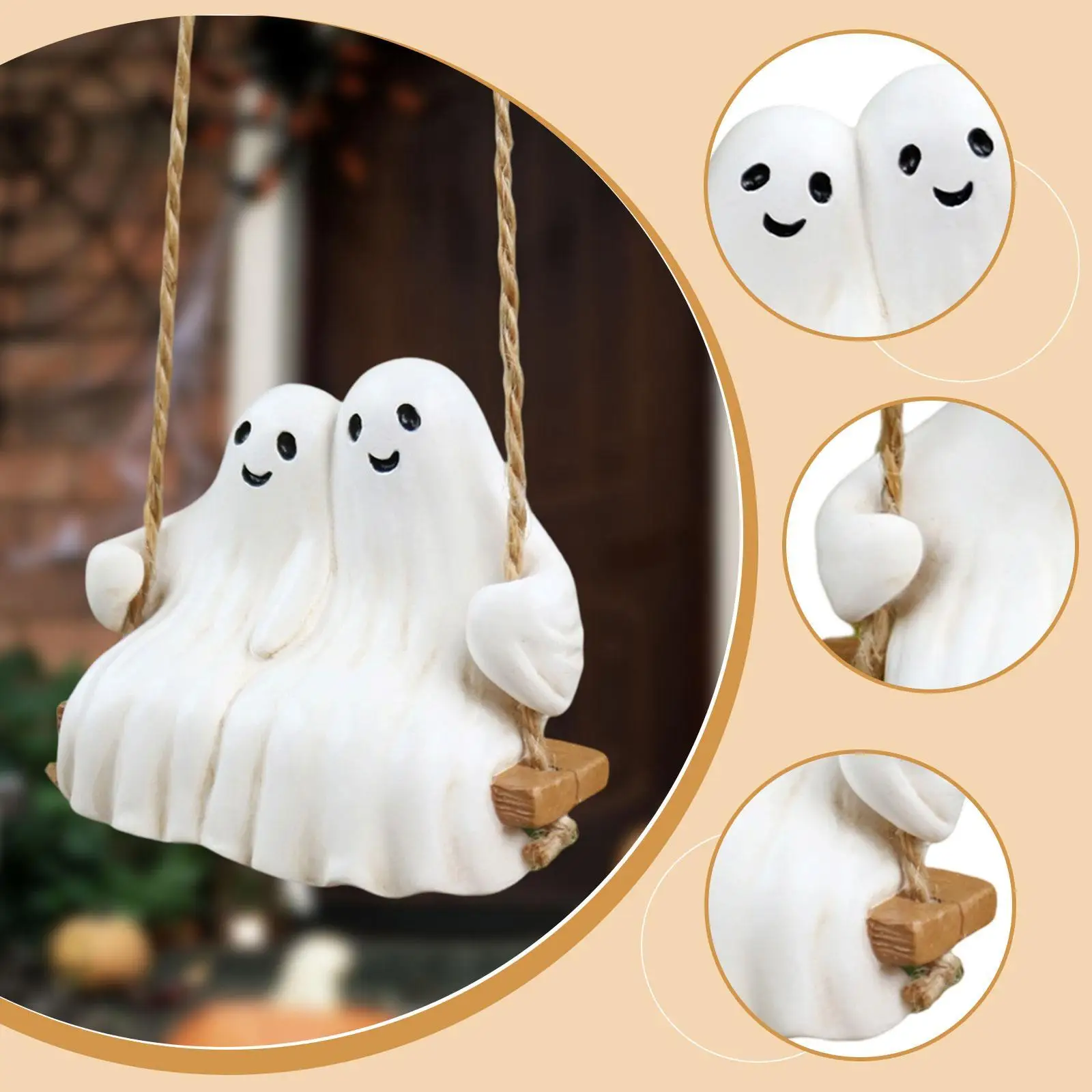 Statua di fantasma di Halloween Ornamento da appendere Puntelli per feste Decorazione di Halloween per albero Accessori interni per auto Portico da ufficio all'aperto
