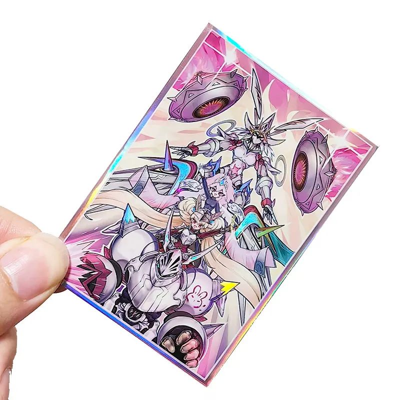 63x90mm 50PCS Holographic Sleeves YUGIOH Card Sleeves Illustration Anime Protector Card Cover for Board Games Trading Cards