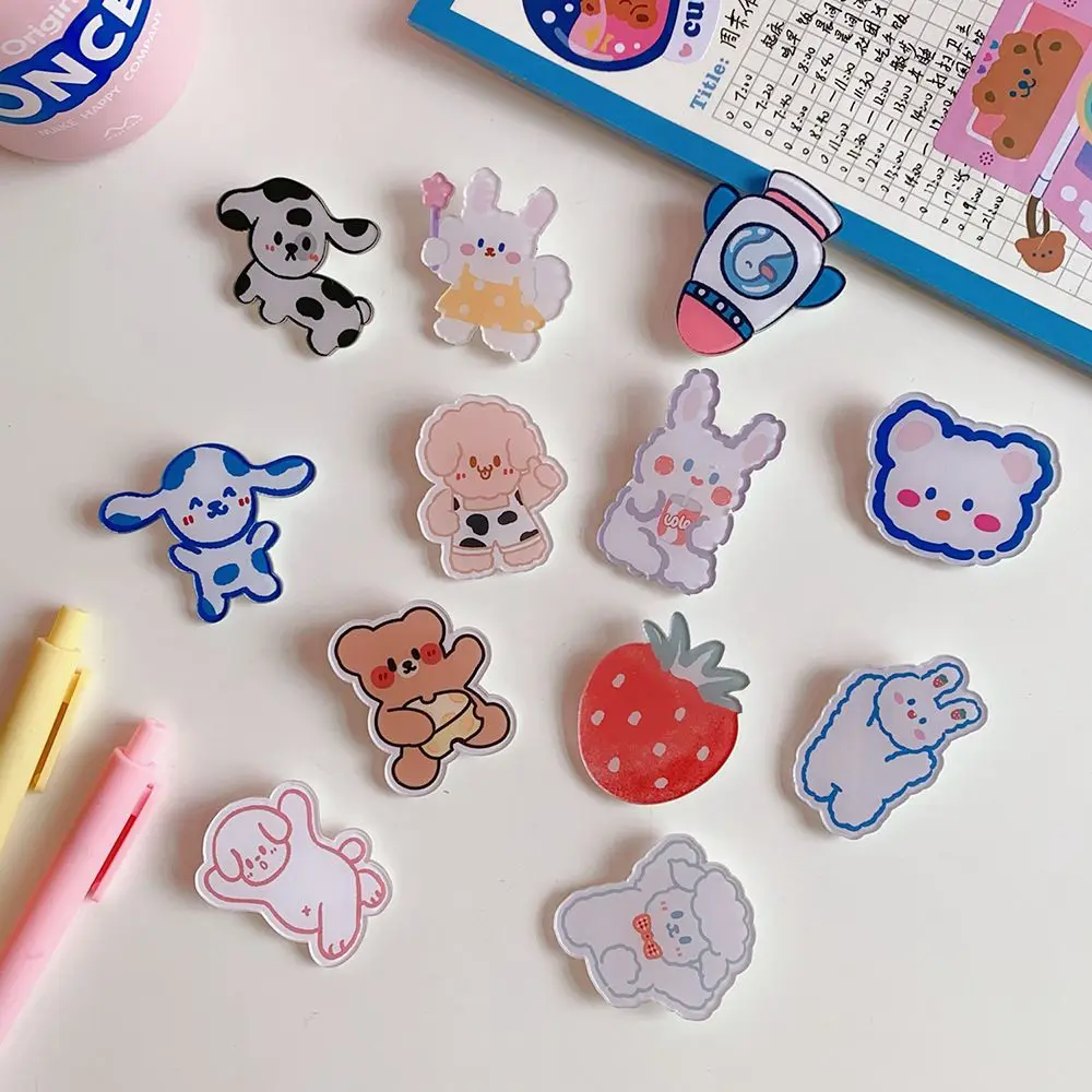 Children Brooches Student Bag Pendant Rabbit Bear Acrylic Female Jewelry Badge Pin Cartoon Brooches Korean Style Brooches