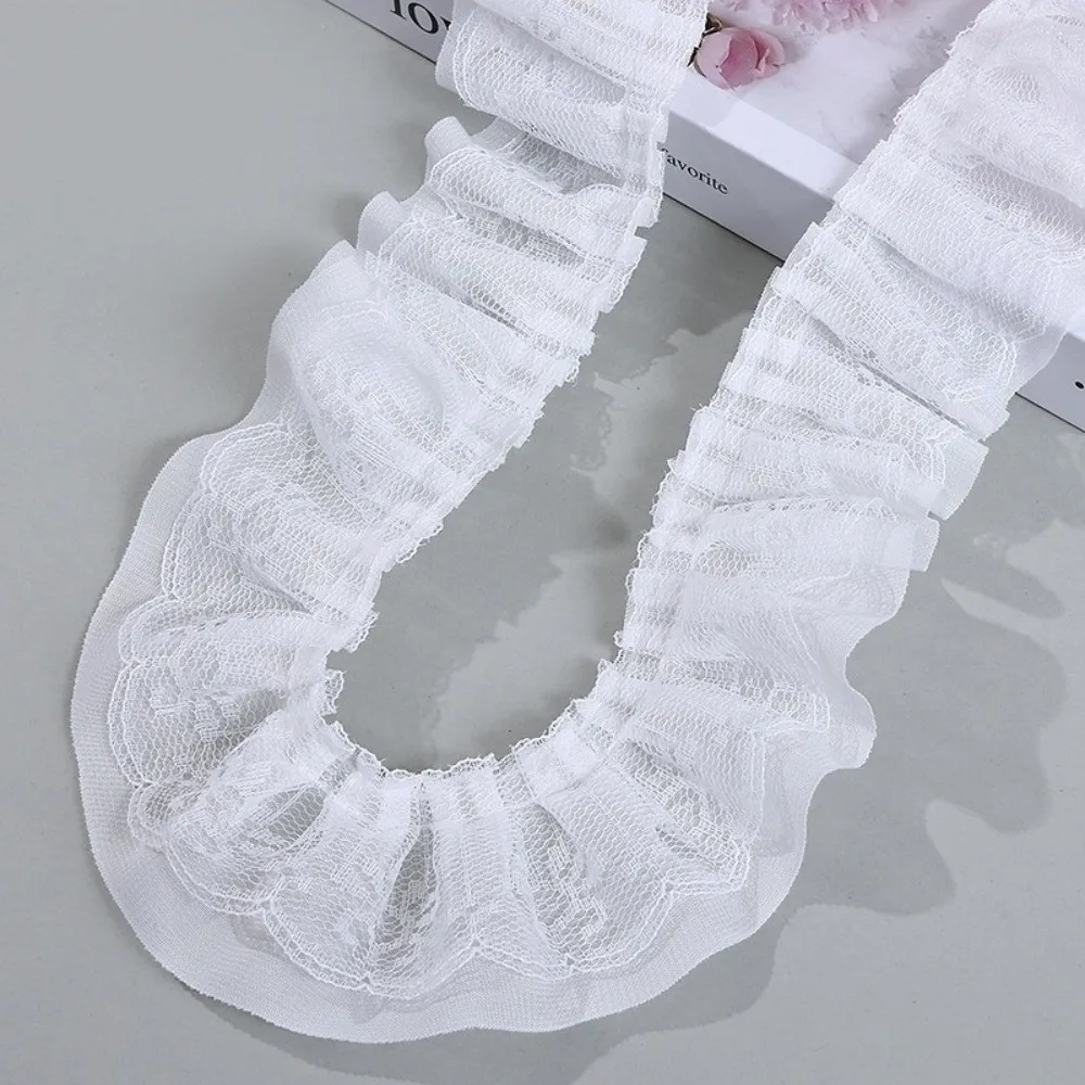 5 Yards Length Lace Fabric Trim Solid Color Fold Wave Design Embroidery Trim 5.5cm Width Sew On Applique Wedding Lace Trim