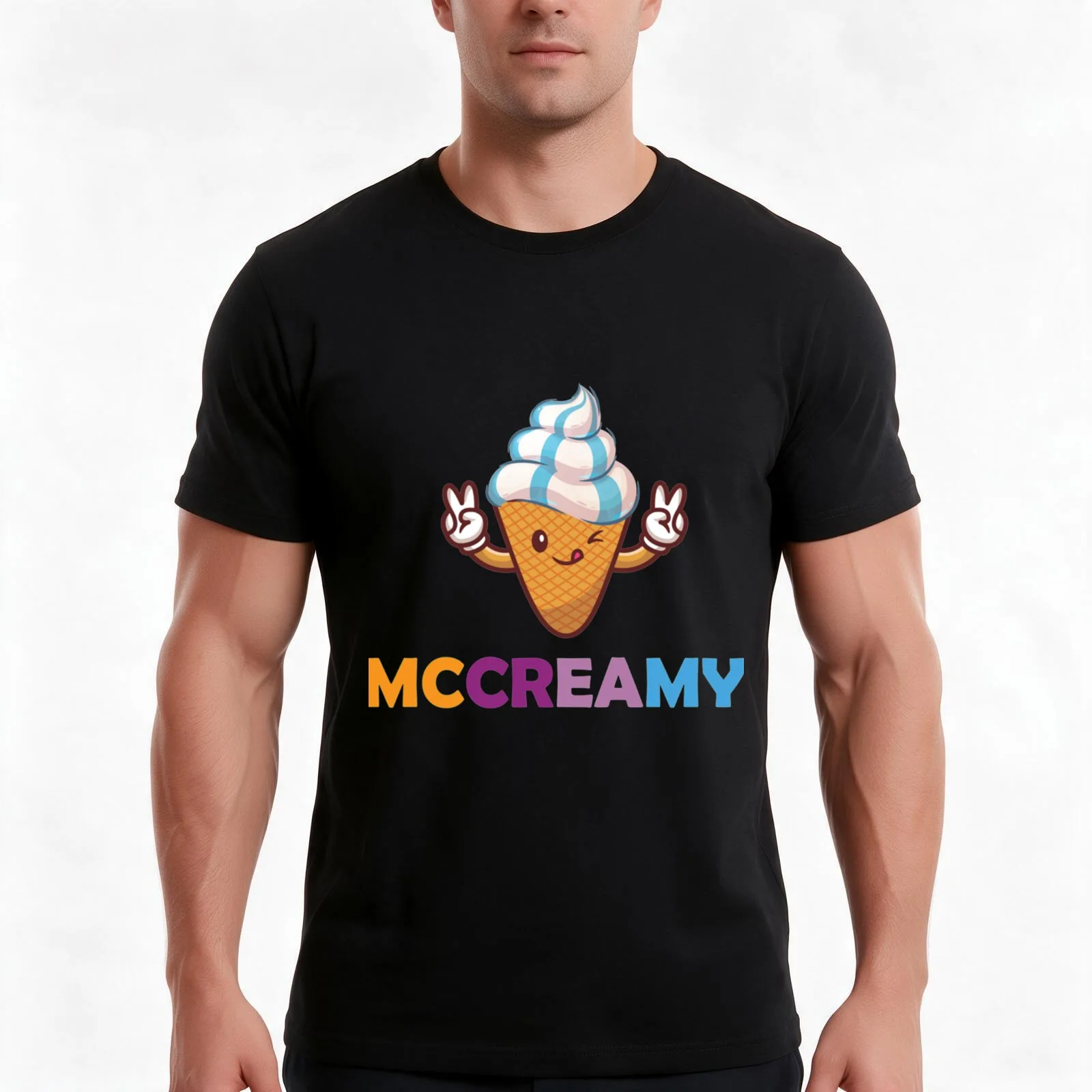 MCCREAMY T-Shirt, Summer Casual Cotton Tee, Oversized Streetwear Tops, Vintage Graphic Print, Loose Fit Short Sleeve