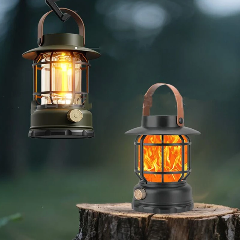 الصيد فانوس طوارئ 1200mAh المحمولة فوانيس التخييم الرجعية خيمة معلقة مصباح مقاوم للماء عكس الضوء التخييم ضوء للمشي لمسافات طويلة
