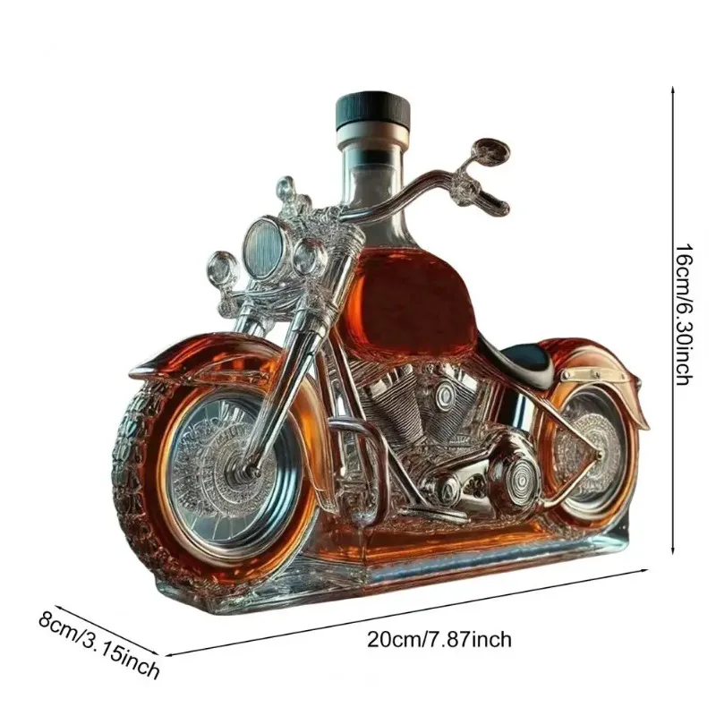 Motorcycle Style Whisky Decanter,Handcrafted Glass Whiskey Wine Bottle Decorative,3D Motorcycle Engine Design, For Bar Desk Us view 5