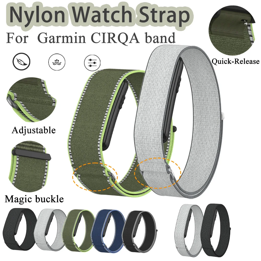 Neues Wickelarmband aus Nylon für Garmin CIRQA, atmungsaktiv, verstellbar, weich, flexibel, Unisex für Garmin CIRQA Armband