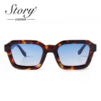 STORY-gafas de sol cuadradas de carey Retro clásicas para hombre y mujer, anteojos de sol femeninos de marca de diseñador, con montura gruesa, color azul degradado, S2021H
