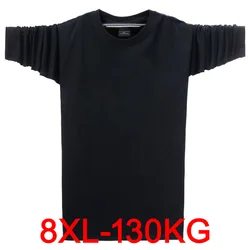 秋と冬の男性のtシャツ長袖グリーン黒カジュアル大サイズ 6XL 7XL 8XLの色tシャツ薄型セクションの共同