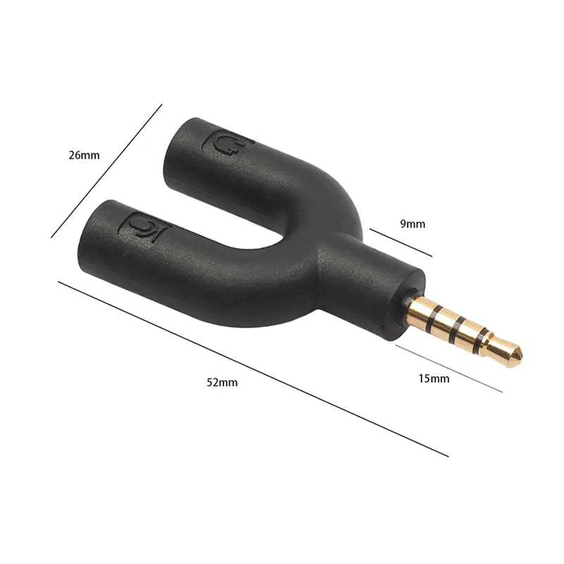 U Type Adapter Dual 3.5 MM Headphone Plug Audio Cables Splitter Microphone 2 In 1 Swivel Connector For Android Iphone