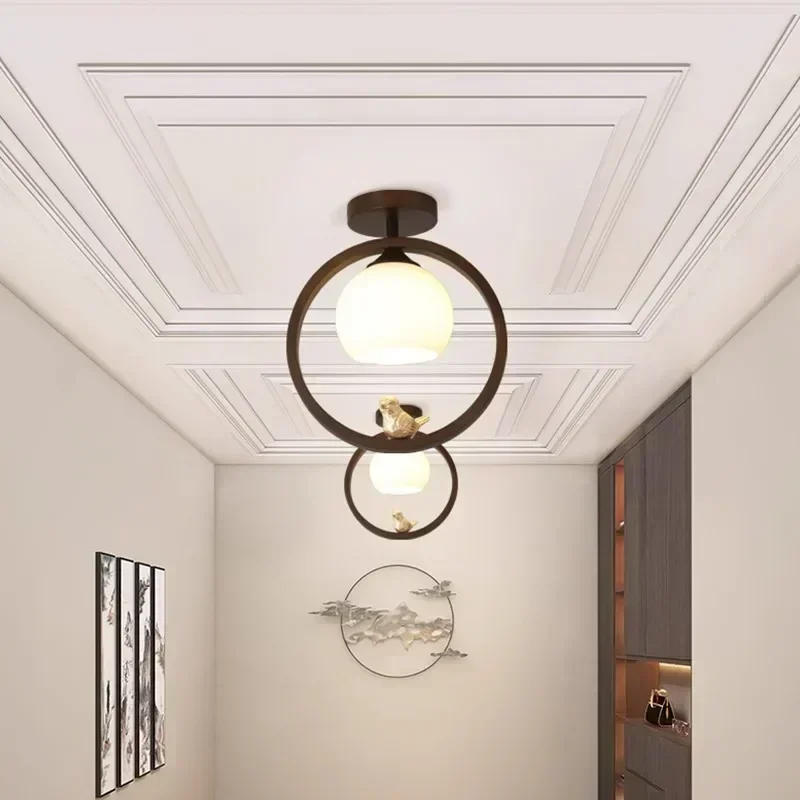 

SANDYHA Bird Small Pendant Light Wood Ring Led Hanging Lamp Home Decor Corridor Bedroom Bedside Dining Ceiling Chandelier