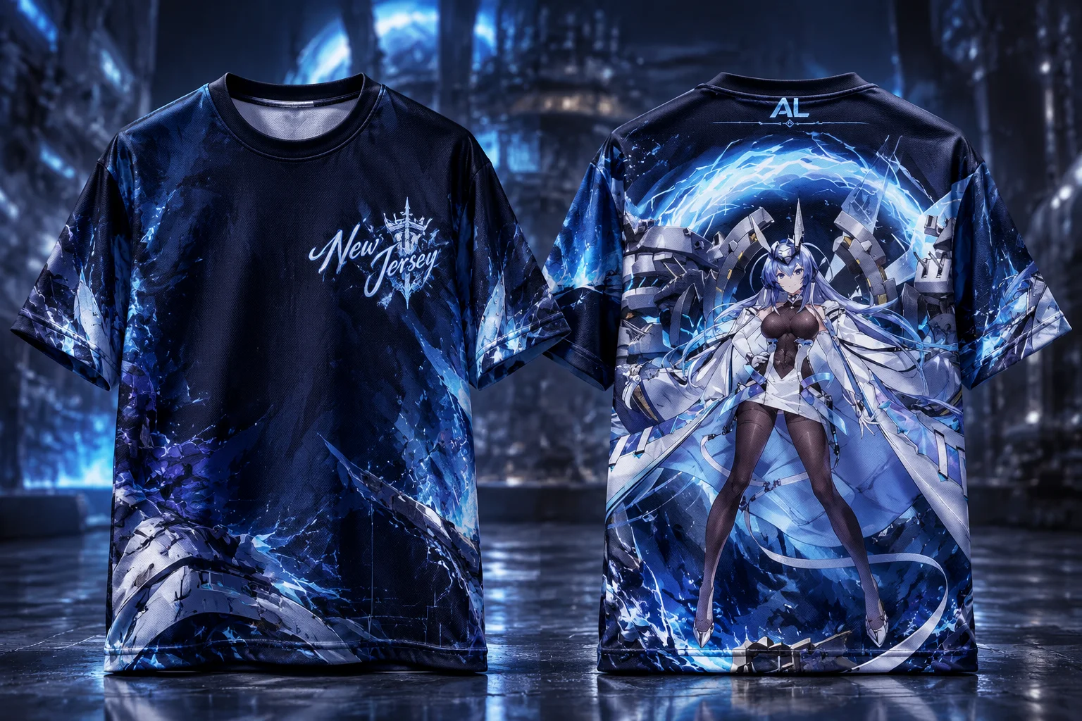 Azur Lane Friedrich der Große New Jersey Prinz Eugen Enterprise Y2K Full Print T-Shirt Unisex Anime Quick Dry Streetwear Tee