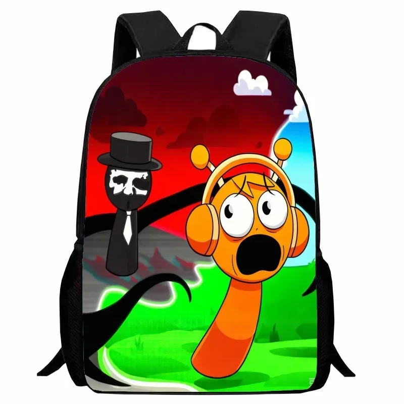 Unisex Kids Sprunki Waterproof Backpack Student Back to School Bookbag Durable Canvas Graphic Knapsack for Boys Girls