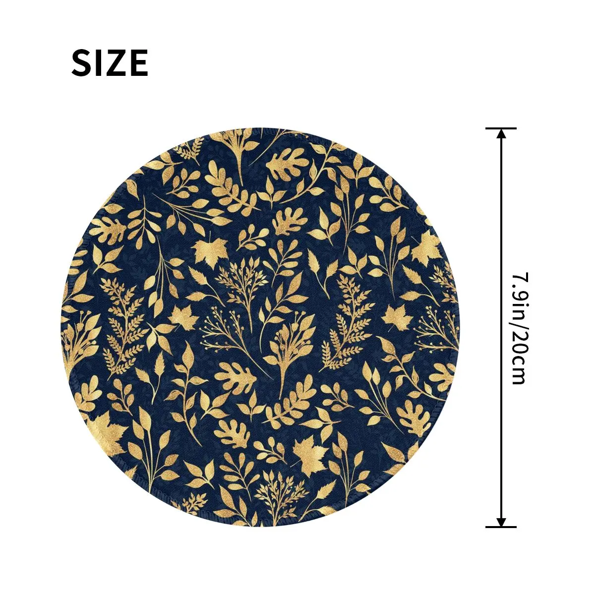 Gold Glitter Leaf Round Mouse Pad Elegant Floral Vintage Rubber Gaming Mousepad For Notebook Computer Comfortable Mouse Mats