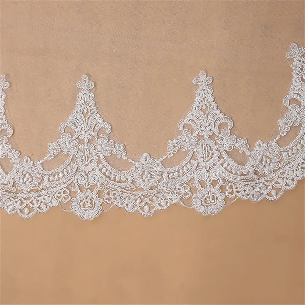 Voile Mariage 3 M One Layer Lace Edge White Ivory Cathedral Wedding Veil Long Bridal Cheap Women Accessories Veu De Noiva