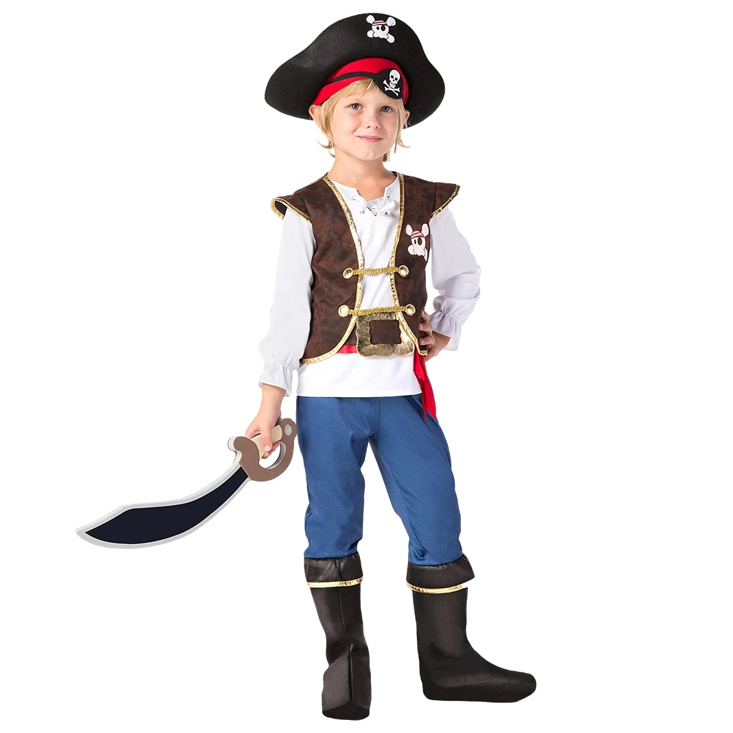 Pirate Costume Captain Jack Pirate Toy Halloween Dress Up Set  Adventure Robbery Costume Toy Accessories Gift