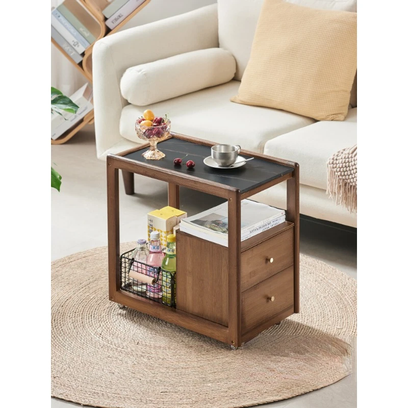

Sofa side table, movable side cabinet, rock board tea table, living room side bedside table, creative Japanese corner table