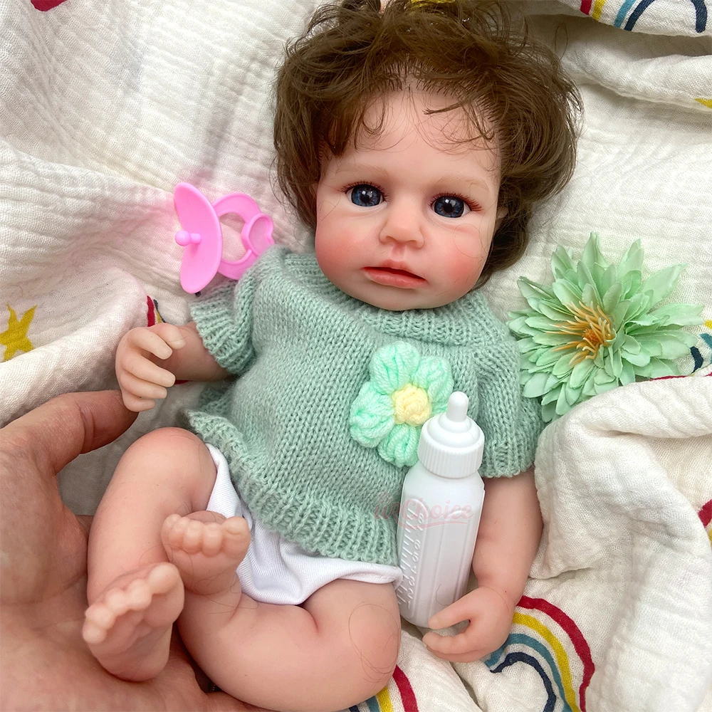 Exquisite and Compact Silicone Reborn Babe Doll Implanted Hair Parent-child Interactive Toys