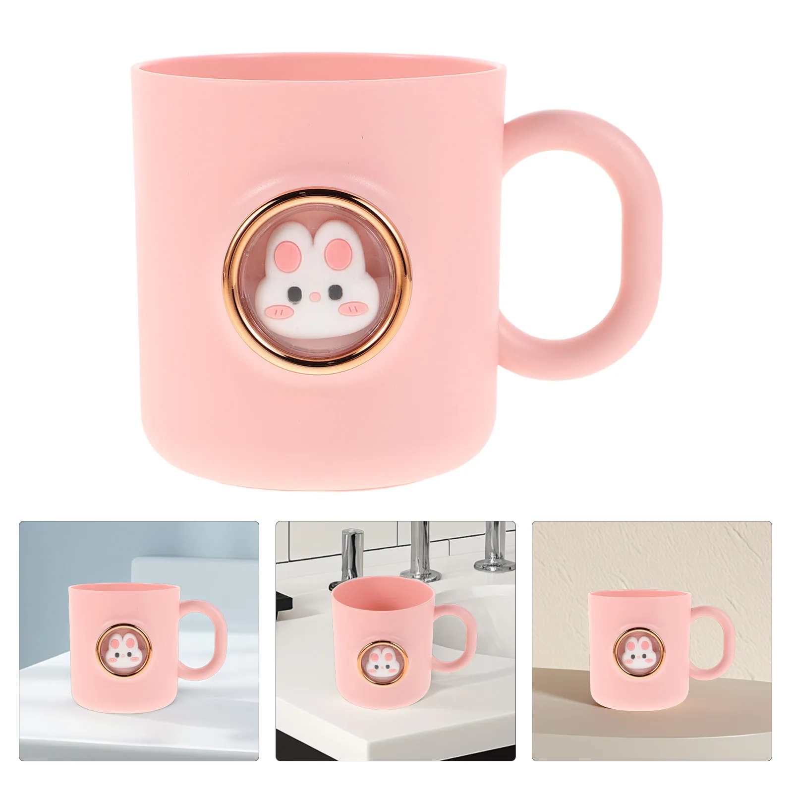 

Cute Cartoon Animal Mouthwash Cup Handle Kids Reusable Plastic Tumbler Toothbrush Holder Bathroom Travel Rinse Cup