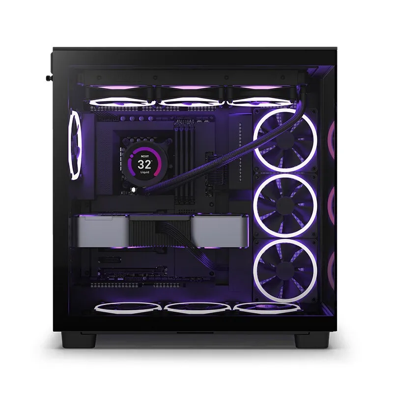 NZXT H9 FLOW Dual-Chamber Mid-Tower Airflow Case Three-sided 360° water-cooled sea view room tempered glass side panel PC gamer