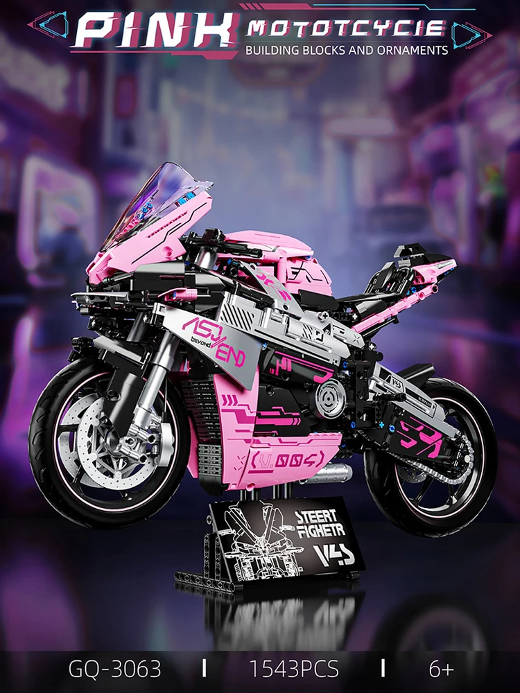 Technischer 1:5-Motorrad-Bausatz, italienische Streetfighter V4S-Motorradmodelle, Bausteine, Spielzeug, Sammlung für Jungen. – Detail 1