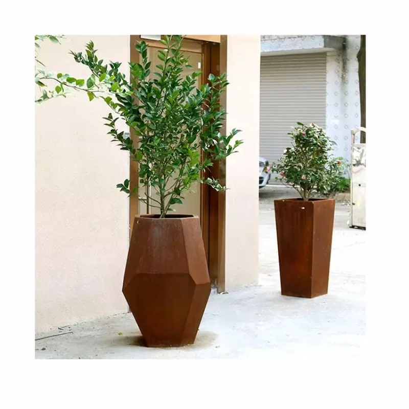 Custom Koteng Steel Garden Large Rectangular Metal Flower Pot Balcony Iron Flower Pot