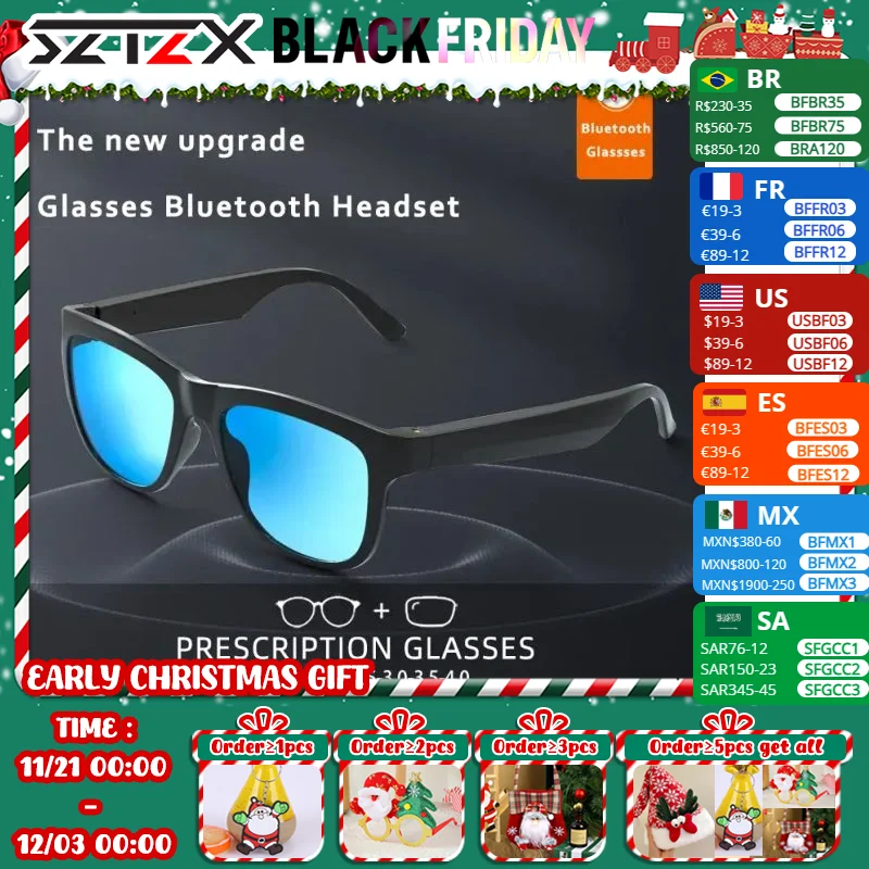 SZTZX Wireless Smart Prescription Reading Glasses Men Driving Voice Call Music Play Remote Myopia Hyperopia Polarized Sunglasses