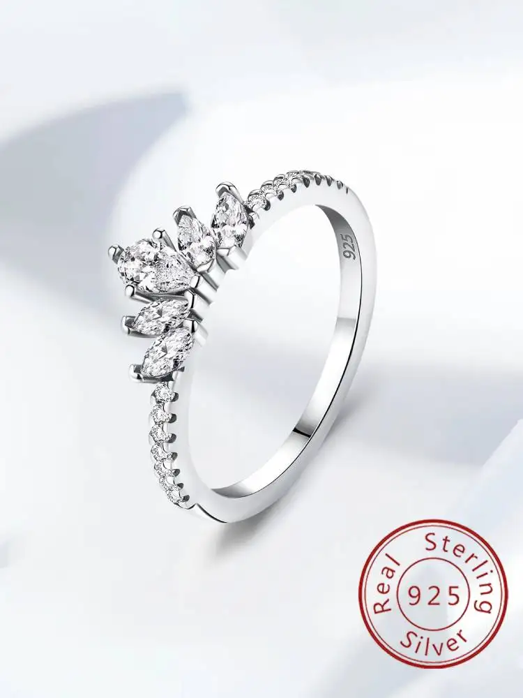 

Роскошное кольцо из стерлингового серебра 925 пробы с блестящим цирконом, изысканное кольцо с короной для женщин, свадебные и помолвочные, роскошные ювелирные изделия высокого качества