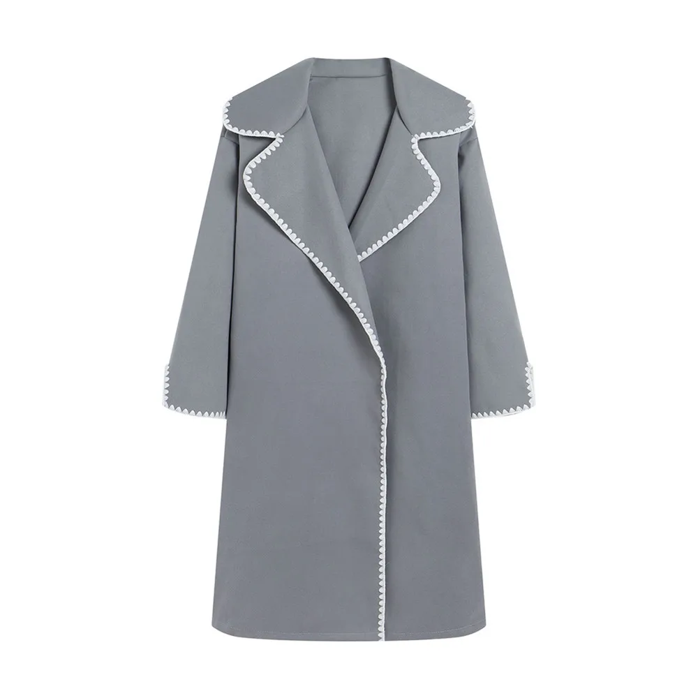 Double face laine longue Sve tissage manteau ample automne hiver femmes Faion vêtements d'extérieur coupe-vent Long manteau Ele Sle