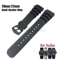 Silicone Strap+Metal Keeper Holder Ring Steel Clasp for Seiko for Prospex SPR009 SKX007/009 20mm 22mm Men Diver Sport Watch Band