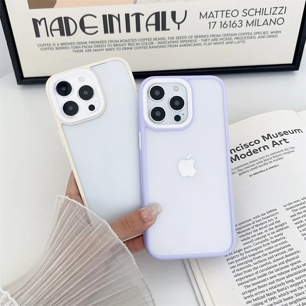 Mint Hybrid Simple Matte Case For iPhone 15 Pro 14 13 12 11 Pro Max Mini X XR XS Max 7 8 Plus Shockproof Candy Color Clear Cover