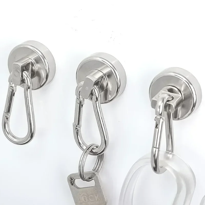 Ganchos magnéticos de neodimio para el hogar, mosquetón giratorio de 360 °, anillo magnético, gancho para llavero, perchas colgantes para cocina y