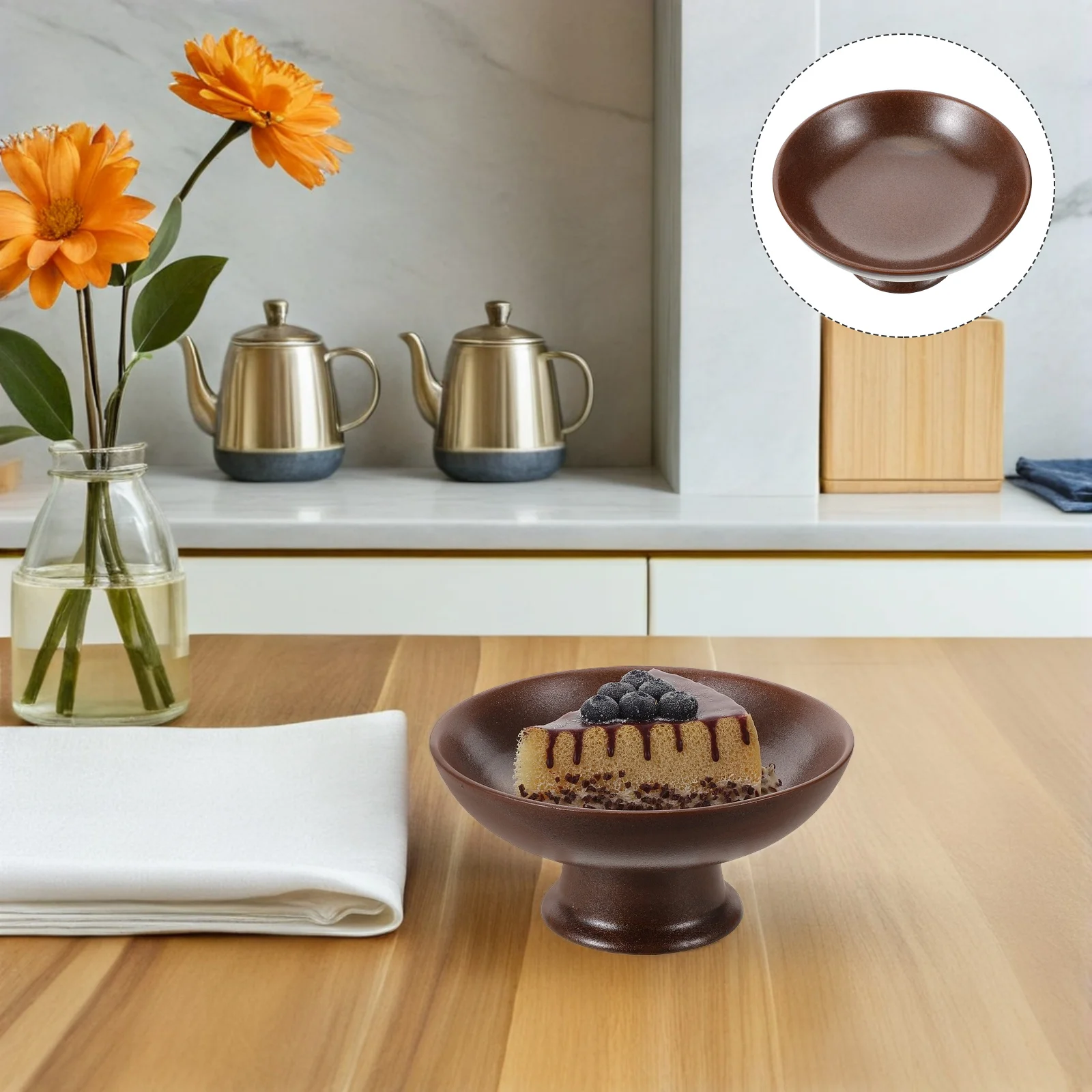 

Vintage Ceramic Footed Fruit Plate High Pedestal Snack Bowl Retro Dessert Serving Tray for Parties Gatherings Table Display