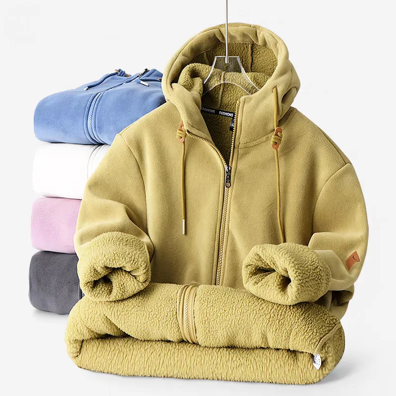 

Флисовый мужской и женский утолщенный флисовый новый свитер с капюшоном, кардиган, осенне-зимний двусторонний коралловый флис, флисовый флис