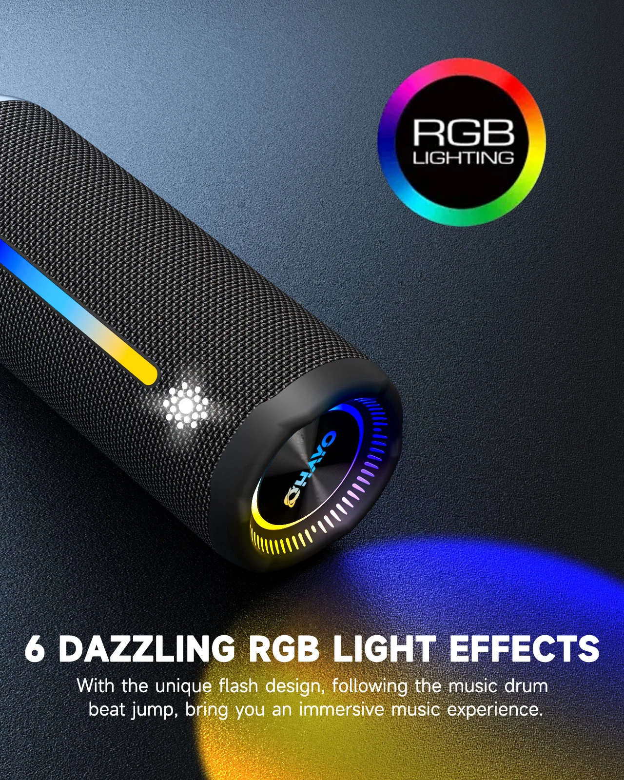OHAYO X10MAX Bluetooth Speaker 35W - IPX7 Waterproof, Powerful Stereo Sound, 24H Playtime, TWS Pairing, Dazzling Lights, Bass Up