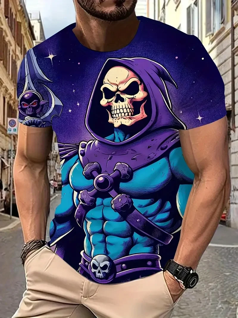 

2024 Hot Selling Goth Halloween 3D Printed Men's T Shirt Horror Joker Skull Round Neck Short Sleeved Unisex T-shirt Tops Man Tee