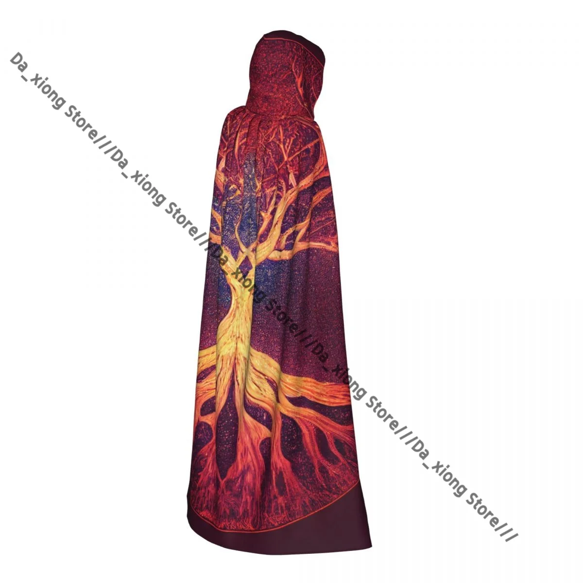 Tree Of Life Yggdrasil Witch Cloak Hooded Cosplay Costume Halloween Adult Long Party Cape