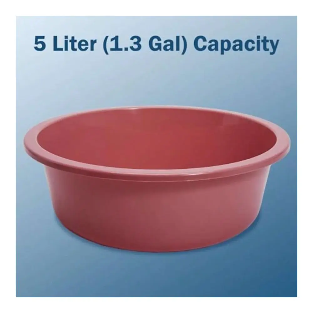 Wash Basin 2 Pack 5 Liter Round Plastic Tub With Rolled Rim Good For Washing Veggies, Laundry, And Hands And Feet Good For Hosp