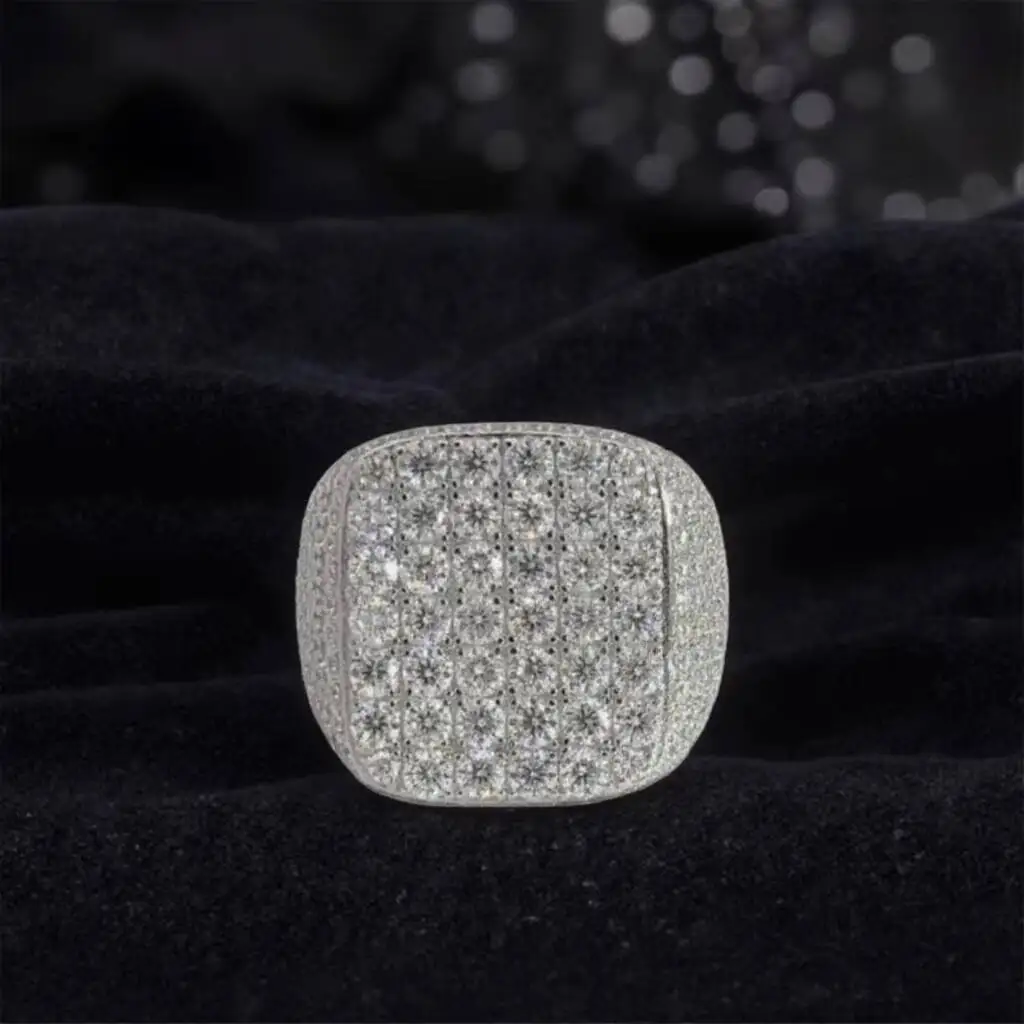 Fancy Men Rings 925 Silver Fully Iced Out Hip Hop Pass Diamond Tester Buss Down VVS Moissanite Ring