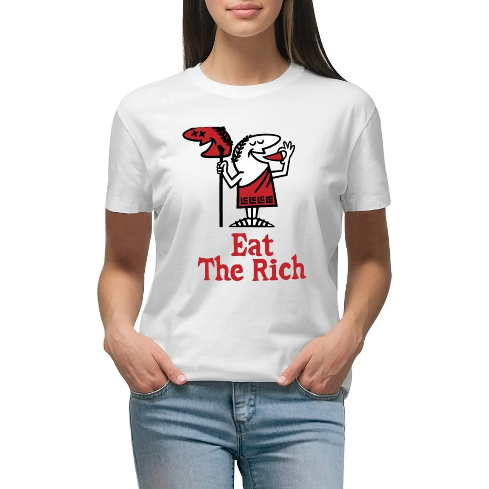 

Eat The Rich T-shirt korean fashion cute tops Women's summer blouses 2024