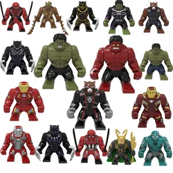 Marvel Avengers superhero action figure blocks, Spider Man, Iron Man, Panther, Hulk, Venom blocks, Assembly models, toys