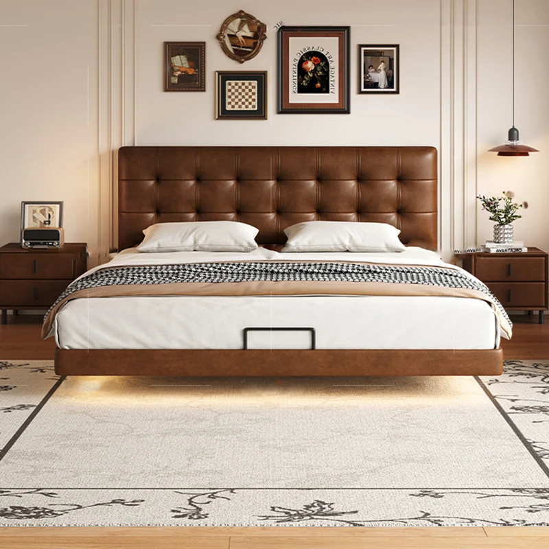Double Bedroom Bed Modern Floating Sun Sleeping Platform Safe Bed Simple King Size Letto Matrimoniale Lounge Suite Furniture