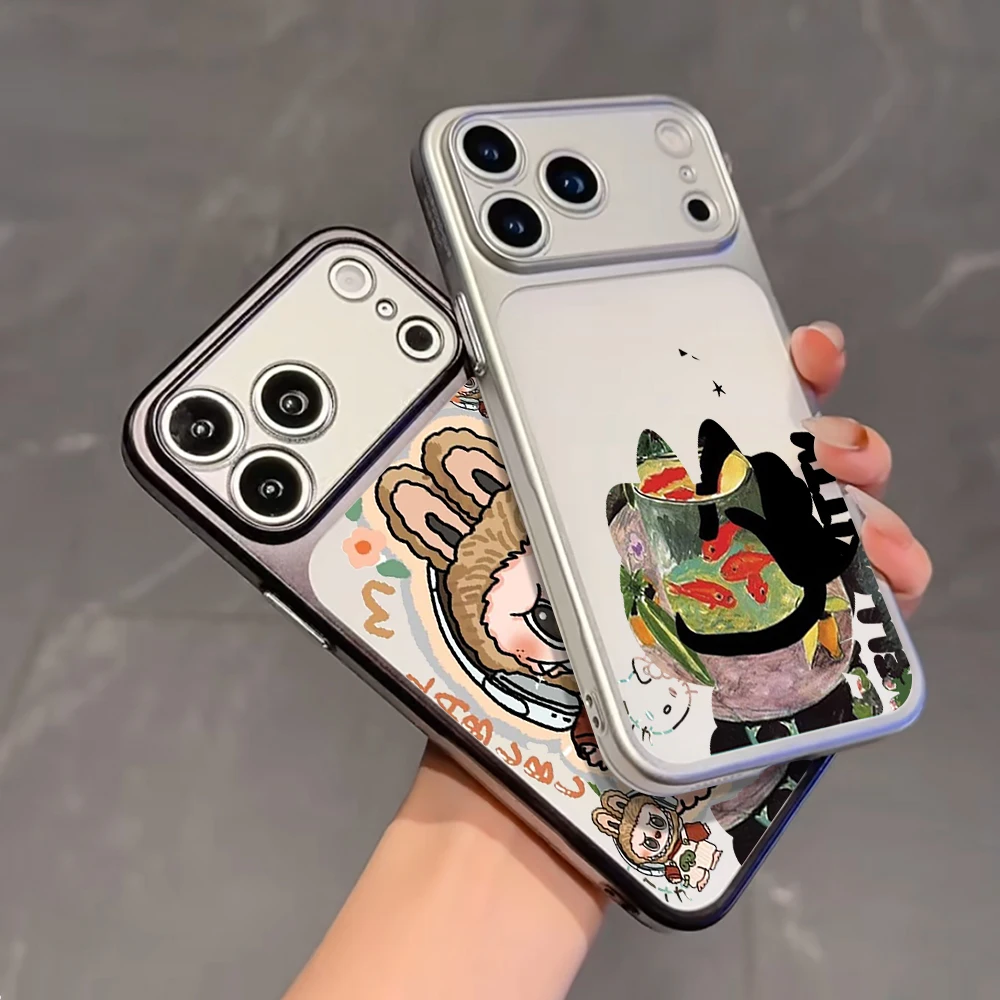 Lustige Schwarze Katze Niedliche Mattierte Hülle für iPhone 13 15 16 Pro Max Hüllen iPhone 17 12 ProMax 11 14 16 17 Plus 17 Air Plating Fundas – Detail 12