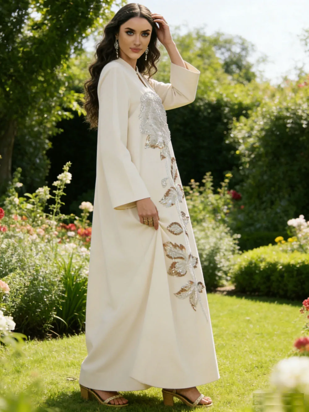 

Dubai Saudi Turkey Sequins Abaya Women Elegant Muslim Dress Eid Ramadan Marocain Jalabiya Islamic Modest Gown Turkey Robe Caftan