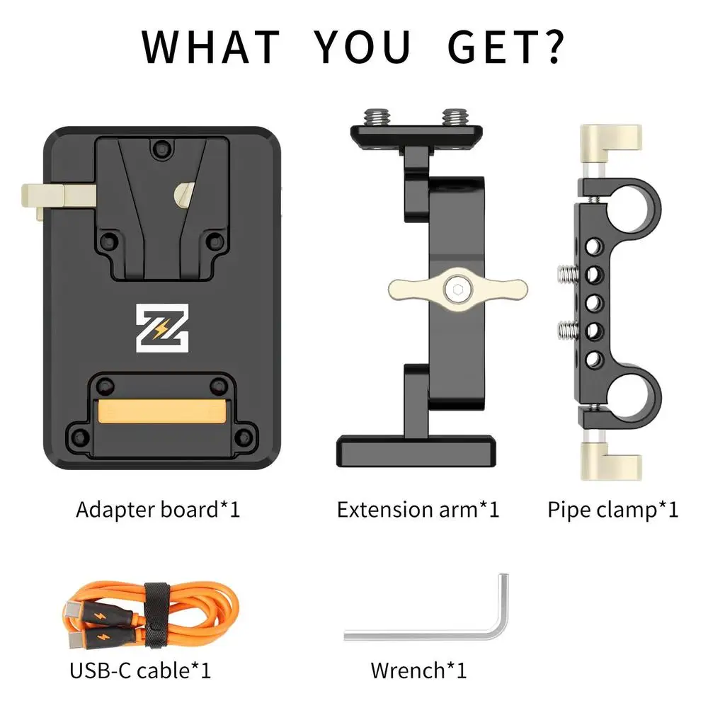 ZGCINE VP2 Kit3 V Монтажная пластина Многофункциональная PD 14,8 В с зажимом для стержня 15 мм V-образный замок Адаптер аккумуляторной пластины для DSLR камеры