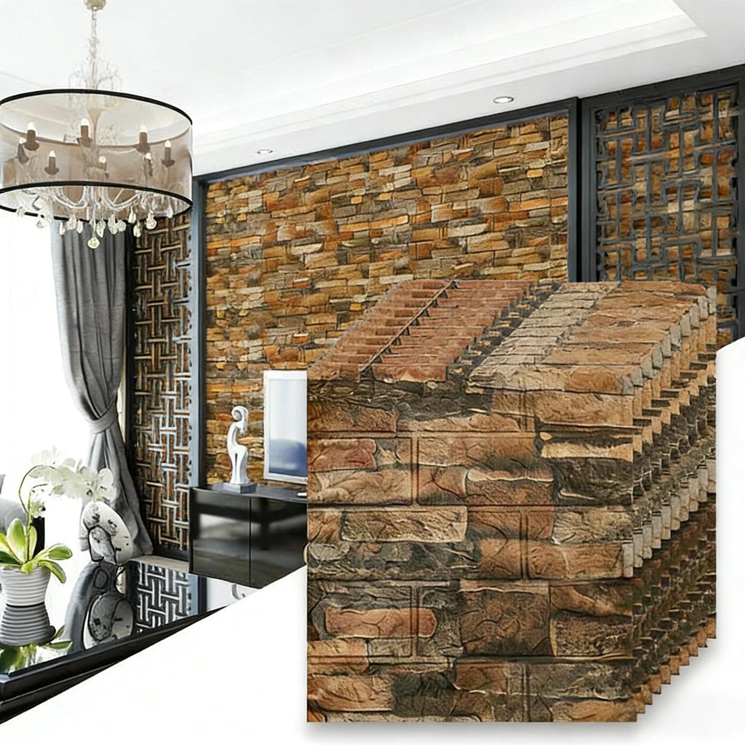 Embossed 3D brick wallpaper 38.5cmx35cm self adhesive waterproof wall sticker for household living space wall refurbishment