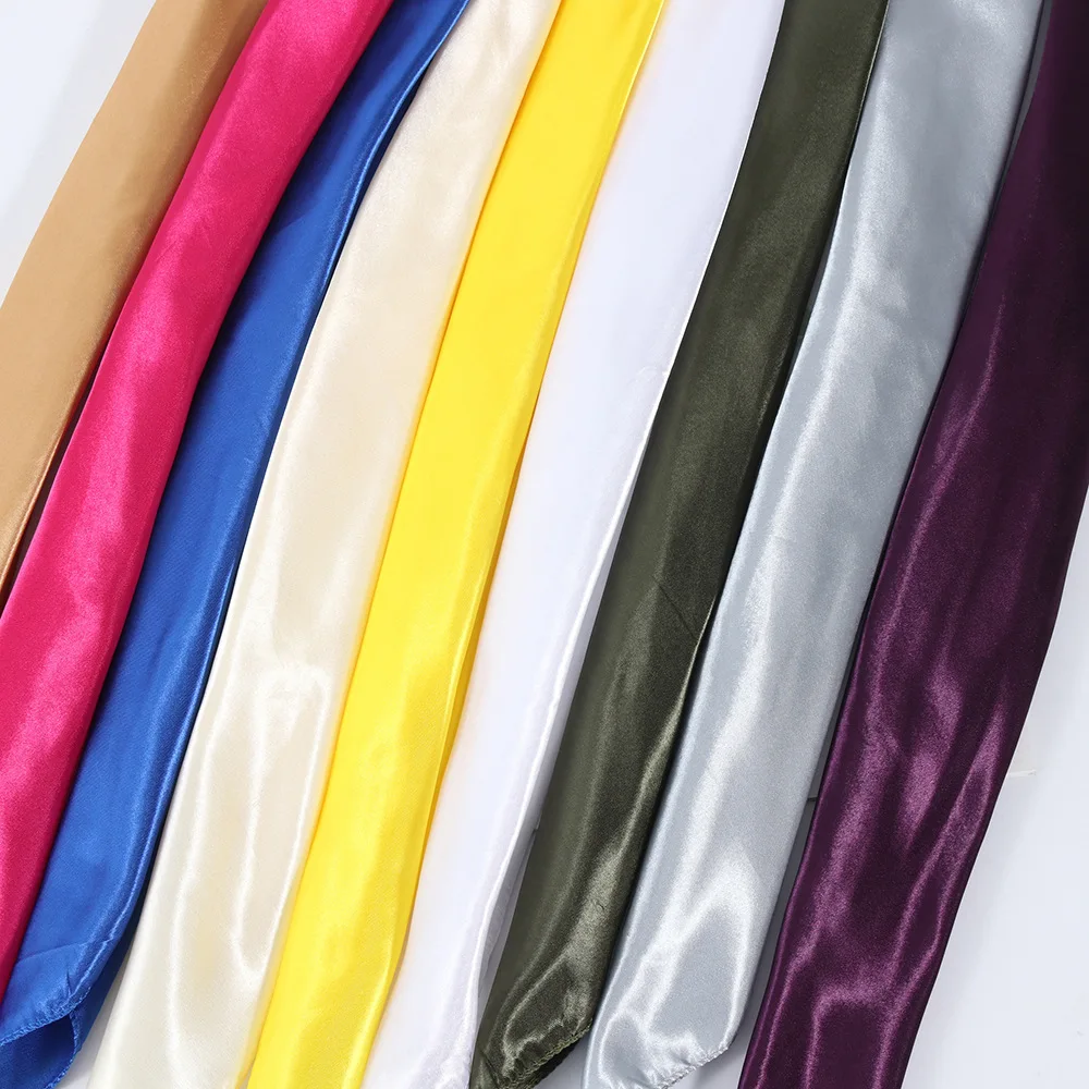 50*50cm Seiden schal Frauen kleine weiche Quadrate dekorative Kopftuch mehrfarbige Streifen Druck Kopftuch Hals wickel einfarbig – Detail 2
